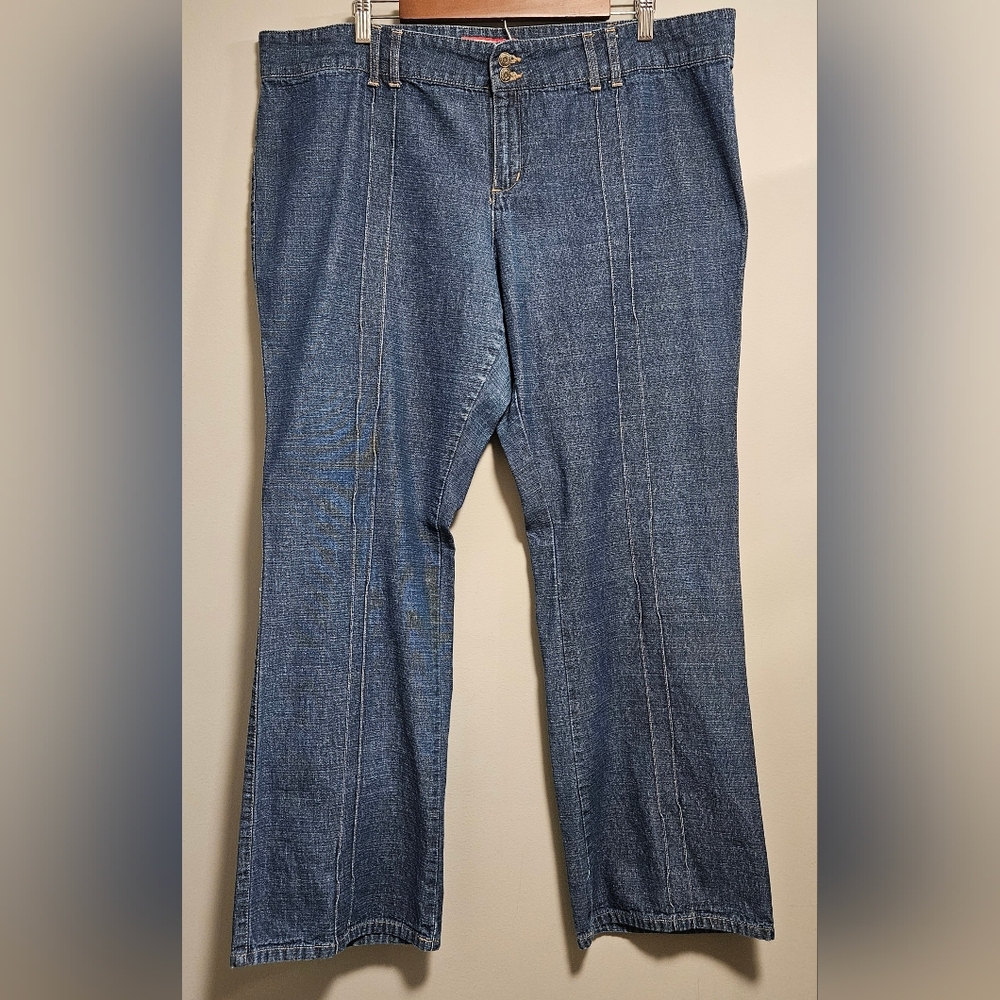 VTG Y2K Old Navy Denim Blue Jeans Women's Sz 20 Vertical Stripe Front Seam Pant